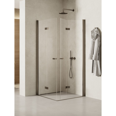 Douchecabine Soleo N 80x80x195 cm Links Gunmetal geborsteld vouwdeuren 2D K2246NT