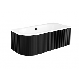 Badpaneel 150x75 cm rechts BG-41 zwart mat Ribbel