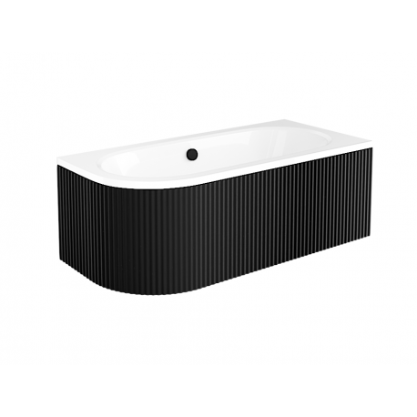 Badpaneel 180x80 cm rechts BG-41 zwart mat Ribbel