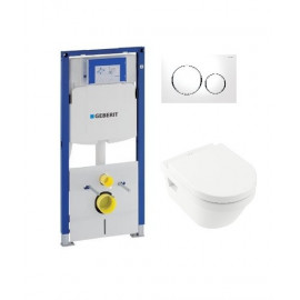 Geberit Up320 + isolatiemat + Villeroy & Boch Omia Architectura + Villeroy & Boch softclose zitting + drukplaat wit chroom 