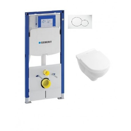 Toiletset Geberit UP320 m. wc pot Villeroy & Boch O. Novo Direct Flush m. softcl. zitting m. drukpl. Sigma 01 wit