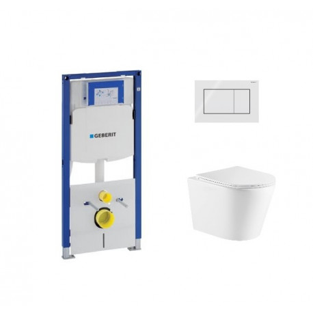 Toiletset Geberit UP320 met toiletpot GA Rimless met softclose zitting en drukpl. Sigma 01 wit square
