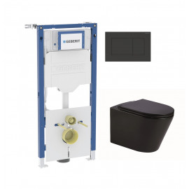 Toiletset Geberit UP320 met toiletpot KB Rimless met softclose zitting en drukpl. Sigma 30 mat zwart