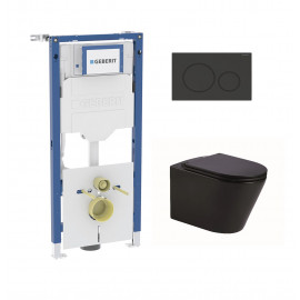 Toiletset Geberit UP320 met toiletpot GA Rimless met softclose zitting en drukpl. Sigma 20 mat zwart
