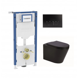 Toiletset Geberit UP320 met toiletpot GA Rimless met softclose zitting en drukpl. SBD mat zwart
