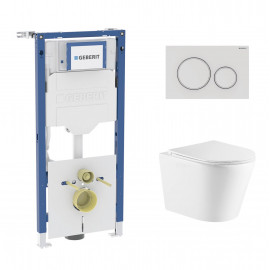 Toiletset Geberit UP320 met toiletpot mat wit GA Rimless met softclose zitting en drukpl. Sigma 20 mat wit