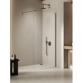 Douchewand Nesta Gunmetal geborsteld 90x200 cm glas 8 mm transparant K1756NT