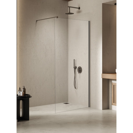 Douchewand Nesta Gunmetal geborsteld 140x200 cm glas 8 mm transparant K1761NT