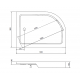 Douchebak 90x120x15 cm asymmetrisch Rechts  BG-36