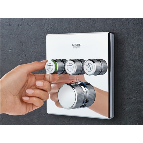 Grohe SmartControl afbouwdeel voor inbouwkraan thermostatisch met omstel voor 3 functies vierkant chroom 29126000