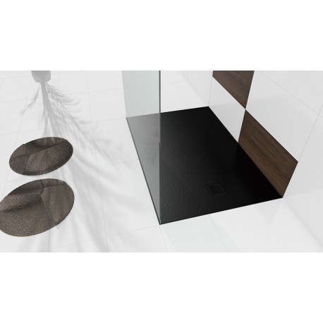 Douchebak 120x80x3 cm zwart mat massief rechthoek Mori