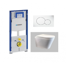 Toiletset Geberit UP320 met wc pot GA Rimless met softclose zitting en drukpl. Sigma 01 wit