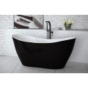 Vrijstaand bad BG-49 ZWART - WIT massief 160x70 cm met afvoer click clack chroom