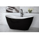 Vrijstaand bad BG-49 ZWART - WIT massief 160x70 cm met afvoer click clack chroom