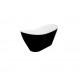 Vrijstaand bad BG-49 ZWART - WIT massief 160x70 cm met afvoer click clack chroom