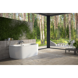 Vrijstaand bad BG-63 back to wall 160x75 cm wit met afvoer click clack