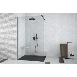 Inloopdouche 110x195 cm Walk In BG-136 Black transparant glas 8 mm