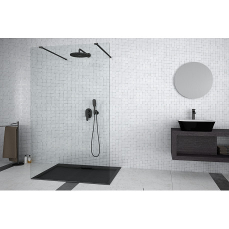 Inloopdouche 90x195 cm Walk In Duo Black BG-137 transparant glas 8 mm