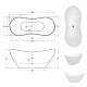 Vrijstaand bad BG-49 wit afm. 170x72 cm met afvoer click clack chroom