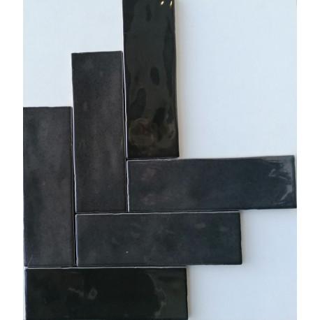 Wandtegels Zwart 6,5x20 cm glans Nolta