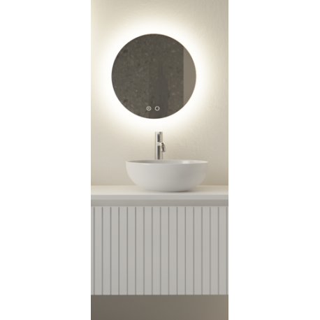Spiegel LED 40 cm rond Oko dimmer, touch bediening en spiegelverwarming GD