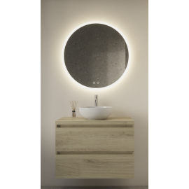 Spiegel LED 80 cm Circum met dimmer, touch bediening en spiegelverwarming GD