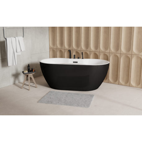Vrijstaand bad BG-295 zwart glans 150x80 cm met afvoer click clack