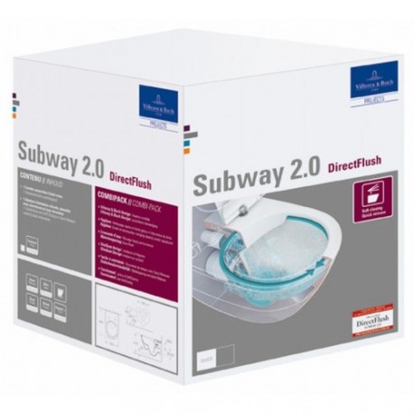Villeroy & Boch Subway 2.0 wandcloset DirectFlush met slimseat softclose closetzitting m. quick release wit 5614R201 A.1025184