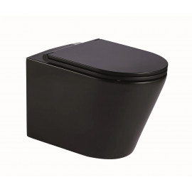 Wandcloset KB Rimless 51 cm ZWART MAT met softclose zitting en quickrelease ACTIE